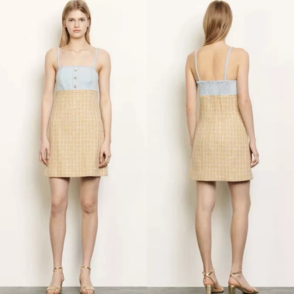 Sandro Mina Chambray & Metallic Tweed Dress - Picture 4 of 16